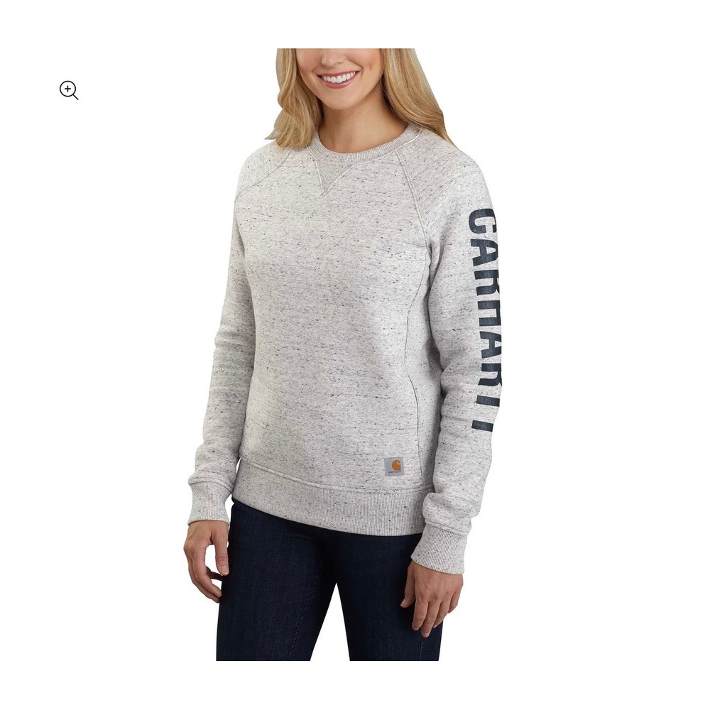 Carhartt Womens XL Grey Midweight Crewneck‎ Logo Sleeve Sweatshirt NWT